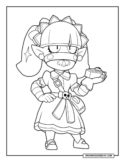 Harajuku Emz Brawl Stars Coloring Page – Free Printable PDF coloring page preview