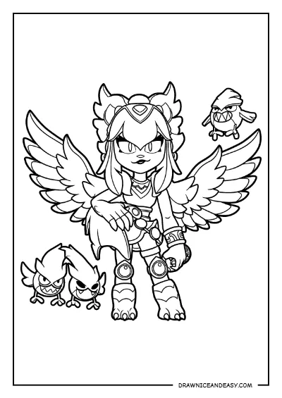 Harpy Melodie Brawl Stars Coloring Page – Free Printable PDF coloring page preview