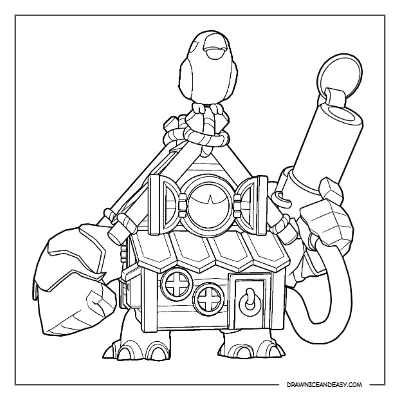 Haunted House 8-Bit Brawl Stars Coloring Pages – Free Printable PDF coloring page preview