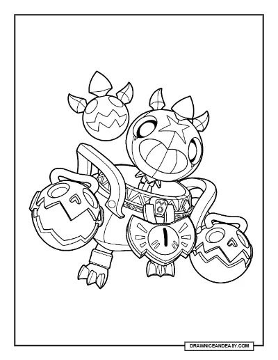 Headless Tickman Brawl Stars Coloring Page – Free Printable PDF coloring page preview