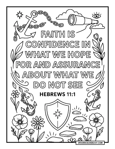 Hebrews 11:1 Faith Bible Verse Coloring Page coloring page preview