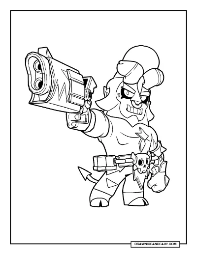 Hellbull Brawl Stars Coloring Page – Free Printable PDF coloring page preview