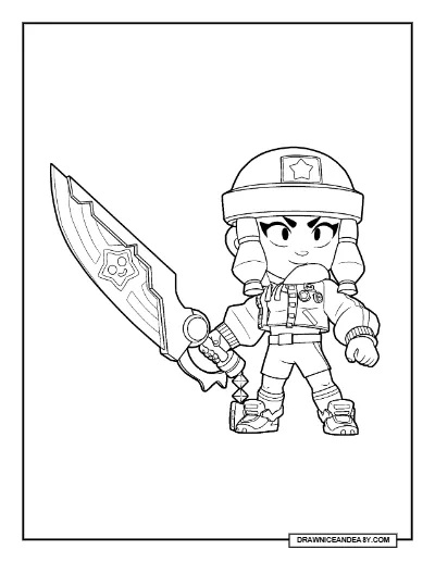 Heroine Bibi Brawl Stars Coloring Page – Free Printable PDF coloring page preview