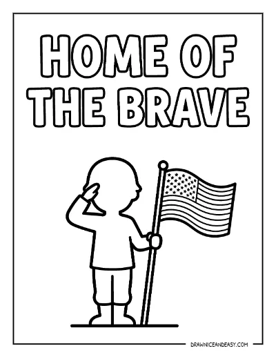 Home of the Brave Soldier Coloring Page – Free Patriotic Printable coloring page preview