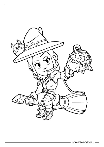 Hoot Hoot Shelly Brawl Stars Coloring Pages – Free Printable PDF coloring page preview