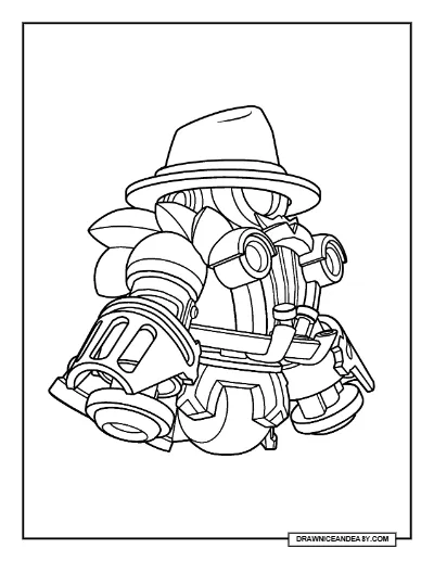 Iced Out Stu Brawl Stars Coloring Page – Free Printable PDF coloring page preview