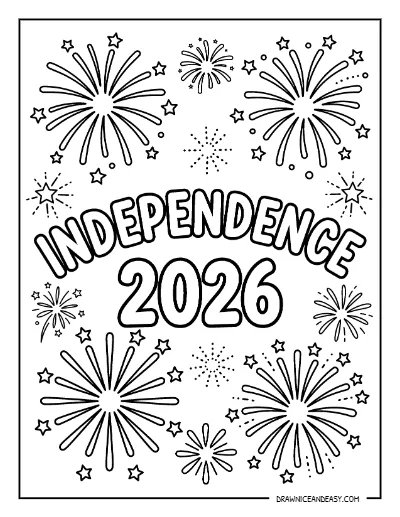 Independence 2026 Fireworks Celebration Coloring Page – Free Printable coloring page preview