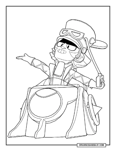 Inferno Chuck Premium Brawl Stars Coloring Page – Free Printable PDF coloring page preview