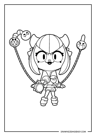 Inflatable Melodie Brawl Stars Coloring Page – Free Printable PDF coloring page preview