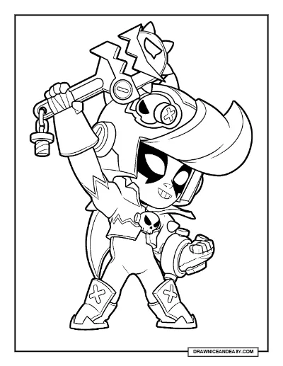 Injustice Fixer Bibi Brawl Stars Coloring Page – Free Printable PDF coloring page preview