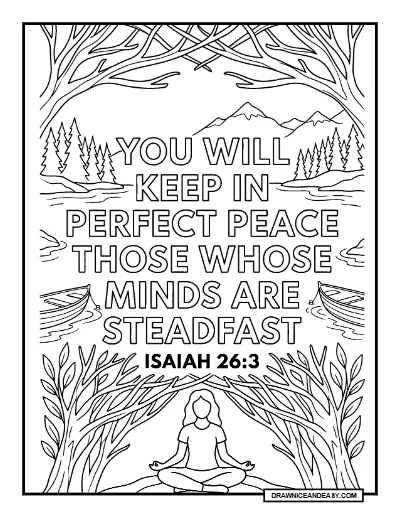 Isaiah 26:3 Perfect Peace Bible Verse Coloring Page coloring page preview