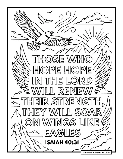 Isaiah 40:31 They That Wait Upon The Lord Bible Verse Coloring Page coloring page preview