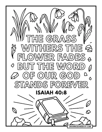 Isaiah 40:8 The Word of Our God Stands Forever Bible Verse Coloring Page coloring page preview