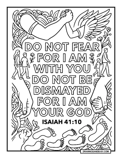Isaiah 41:10 Do Not Fear Bible Verse Coloring Page coloring page preview