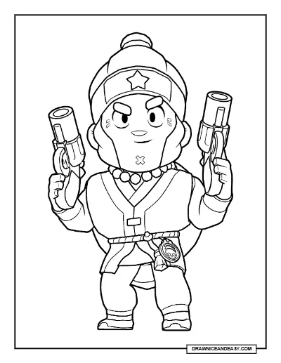 Jade Agent Colt Brawl Stars Coloring Page – Lunar New Year 2025 Skin Printable coloring page preview