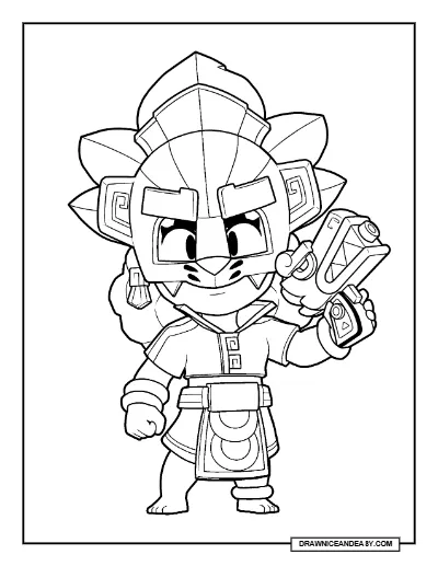 Jaguar Spirit Meg Brawl Stars Coloring Page – Free Printable PDF coloring page preview