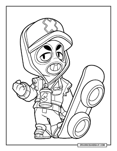 Jake Ollie Brawl Stars Coloring Page – Free Printable PDF coloring page preview