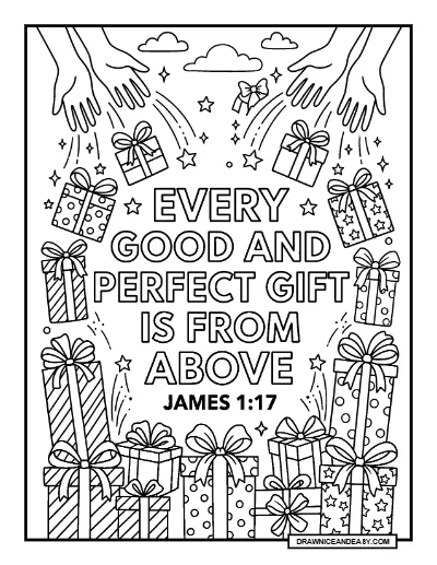 James 1:17 Every Good and Perfect Gift Bible Verse Coloring Page coloring page preview