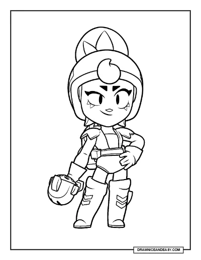 Janet Brawl Stars Coloring Page – Free Printable PDF coloring page preview