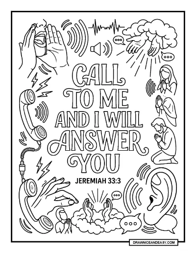 Jeremiah 33:3 Call to Me Bible Verse Coloring Page coloring page preview
