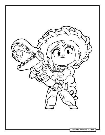 Jessie Default Variant Brawl Stars Coloring Page – Free Printable PDF coloring page preview