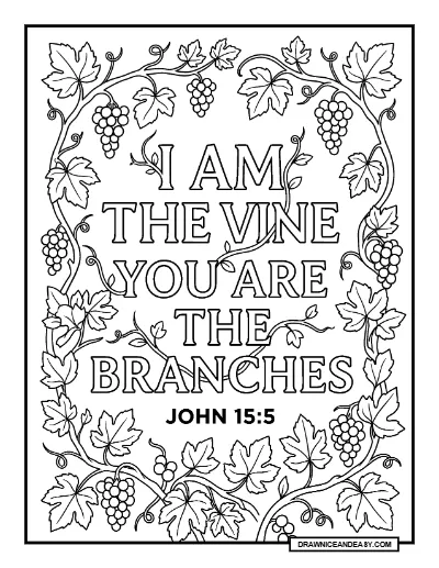 John 15:5 I Am the Vine Bible Verse Coloring Page coloring page preview