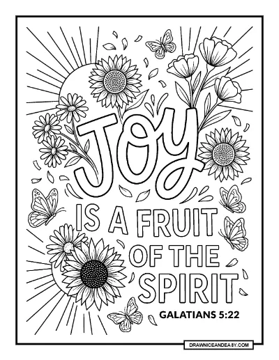 Joy Bible Verse Coloring Page: Beautiful Floral Scripture Art coloring page preview