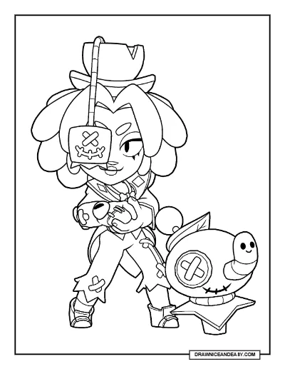 Juju Alt Pose Brawl Stars Coloring Page – Free Printable PDF coloring page preview
