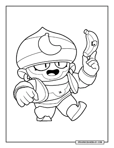 Jungle Gene Brawl Stars Coloring Page – Free Printable PDF coloring page preview