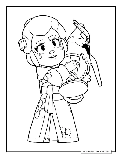Kasa-obake Piper Brawl Stars Coloring Page – Free Printable PDF coloring page preview