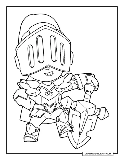 Knight Jacky Brawl Stars Coloring Page – Free Printable PDF coloring page preview
