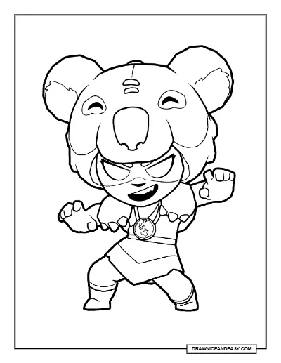 Koala Nita Brawl Stars Coloring Page – Free Printable PDF coloring page preview