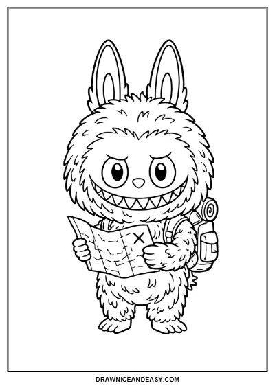 Labubu Backpack School Coloring Page Printable PDF coloring page preview