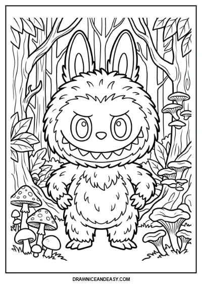 Labubu Coloring Page – Forest Adventure coloring page preview