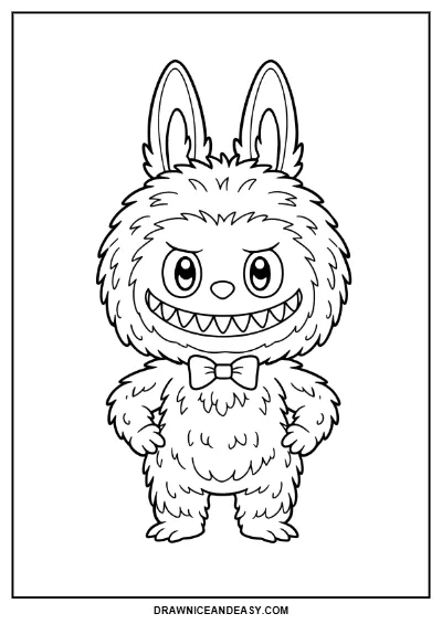 Labubu Standing Classic Coloring Page Printable coloring page preview