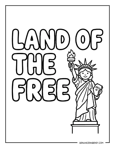 Land of the Free Statue of Liberty Coloring Page – Free Printable coloring page preview