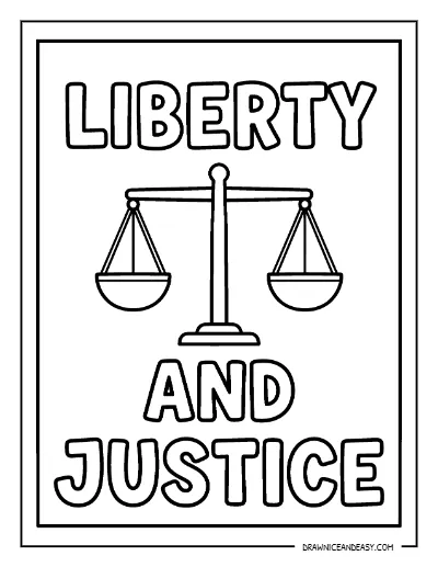 Liberty and Justice Scales Symbol Coloring Page – Free Printable coloring page preview