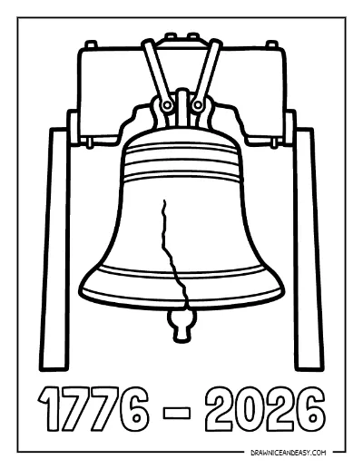 Liberty Bell 1776 to 2026 Coloring Page – Free Printable for Kids coloring page preview