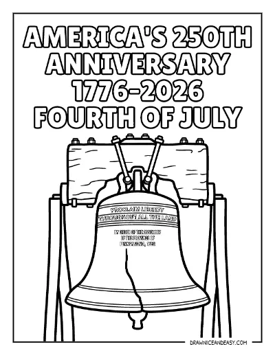 Liberty Bell 250th Anniversary Coloring Page – Free Printable coloring page preview