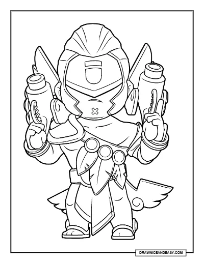 Light Angel Colt Brawl Stars Coloring Page – Angels vs. Demons Skin Printable coloring page preview
