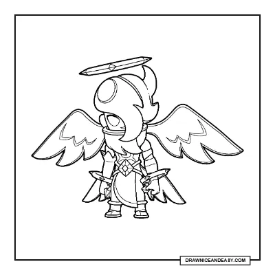 Lightbearer Edgar Brawl Stars Coloring Page – Light Angel Skin Printable coloring page preview