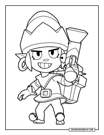 Lil' Helper Penny Brawl Stars Coloring Page – Free Printable PDF coloring page preview