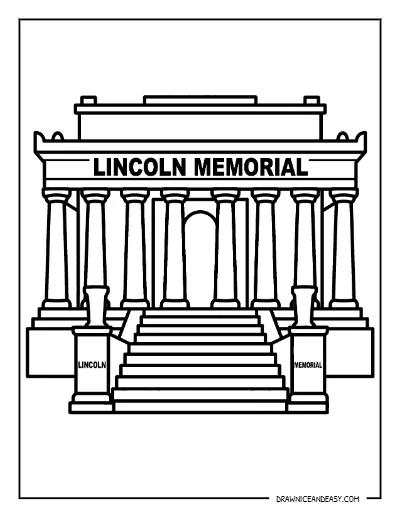 Lincoln Memorial Coloring Page – Free Printable for Kids coloring page preview