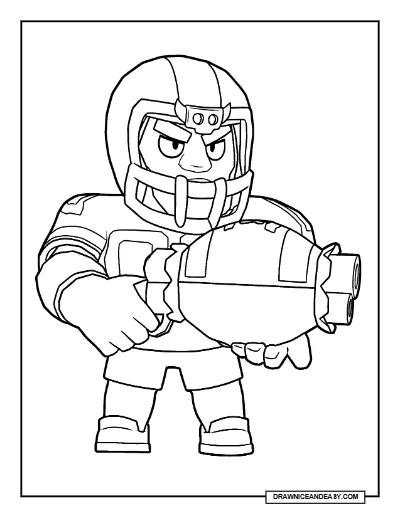 Linebacker Bull Brawl Stars Coloring Page – Free Printable PDF coloring page preview