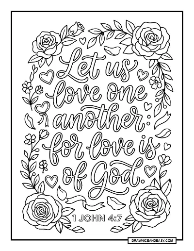 Love Bible Verse Coloring Page: 1 Corinthians 13 Scripture Art coloring page preview