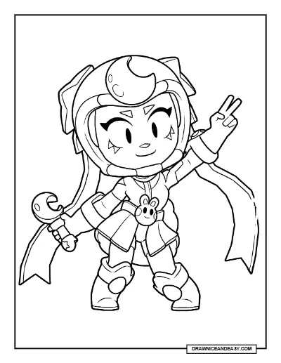 Lunar Janet Brawl Stars Coloring Page – Free Printable PDF coloring page preview
