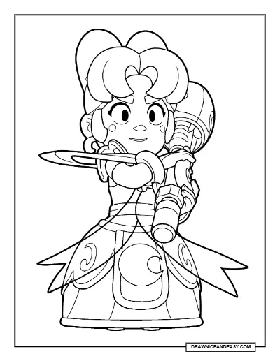 Lunar Piper Brawl Stars Coloring Page – Free Printable PDF coloring page preview