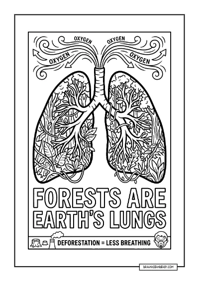 Lungs of the Earth - Rainforest Trees Connection Page coloring page preview