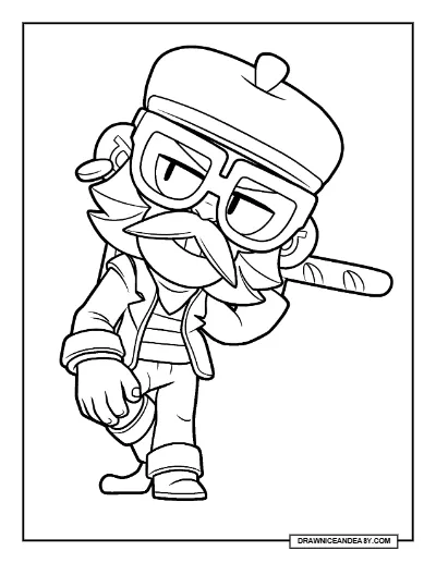 Macaron Mico Brawl Stars Coloring Page – Free Printable PDF coloring page preview
