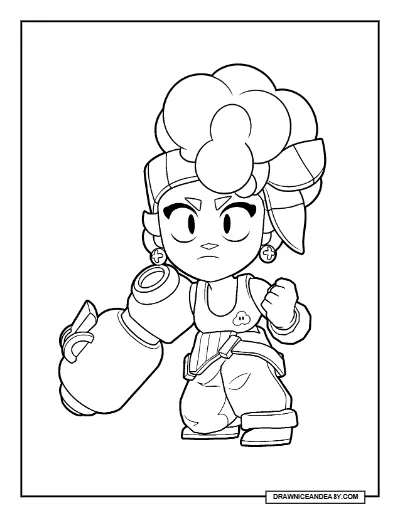 Maisie Default Alt Brawl Stars Coloring Page – Free Printable PDF coloring page preview
